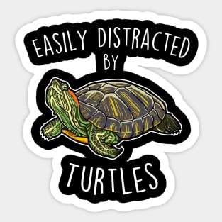 Distracted by Turtles Red-Eared Slider Reptile Sticker